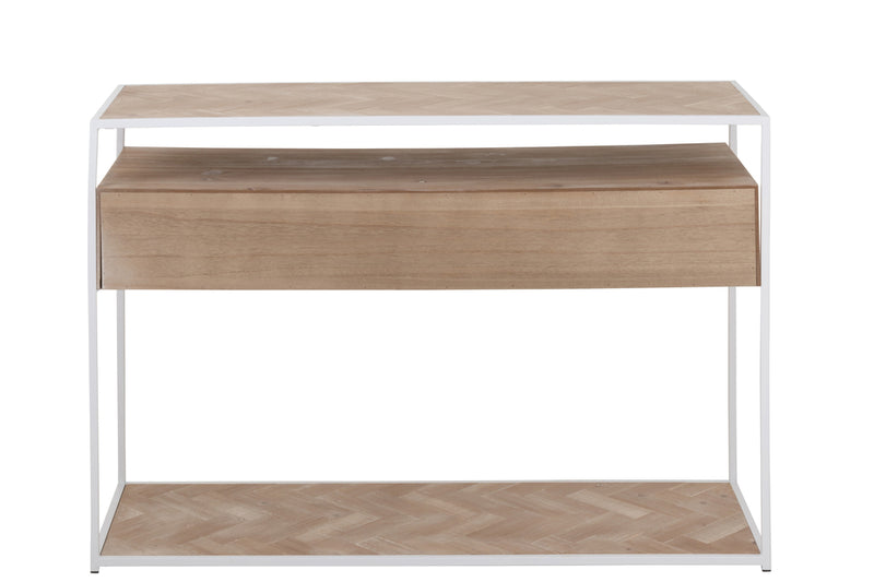 Console Zigzag 2 Drawers Wood/Metal Natural/White - Majorr