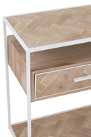 Console Zigzag 2 Drawers Wood/Metal Natural/White - Majorr