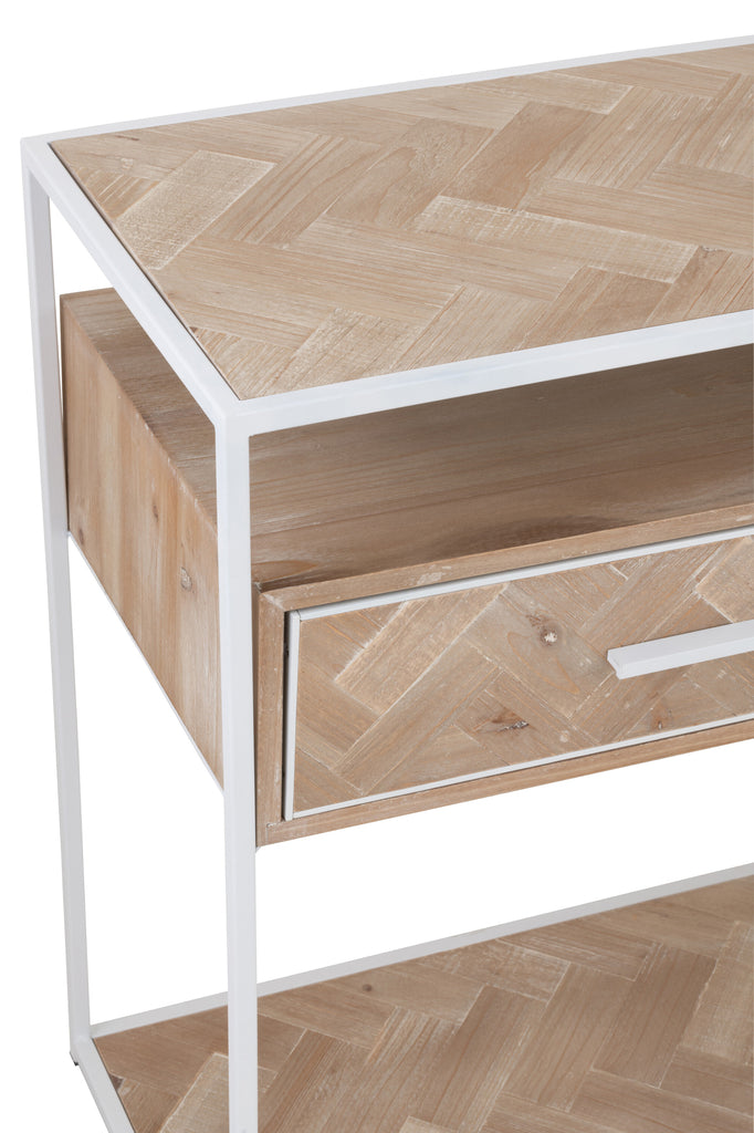 Console Zigzag 2 Drawers Wood/Metal Natural/White - Majorr