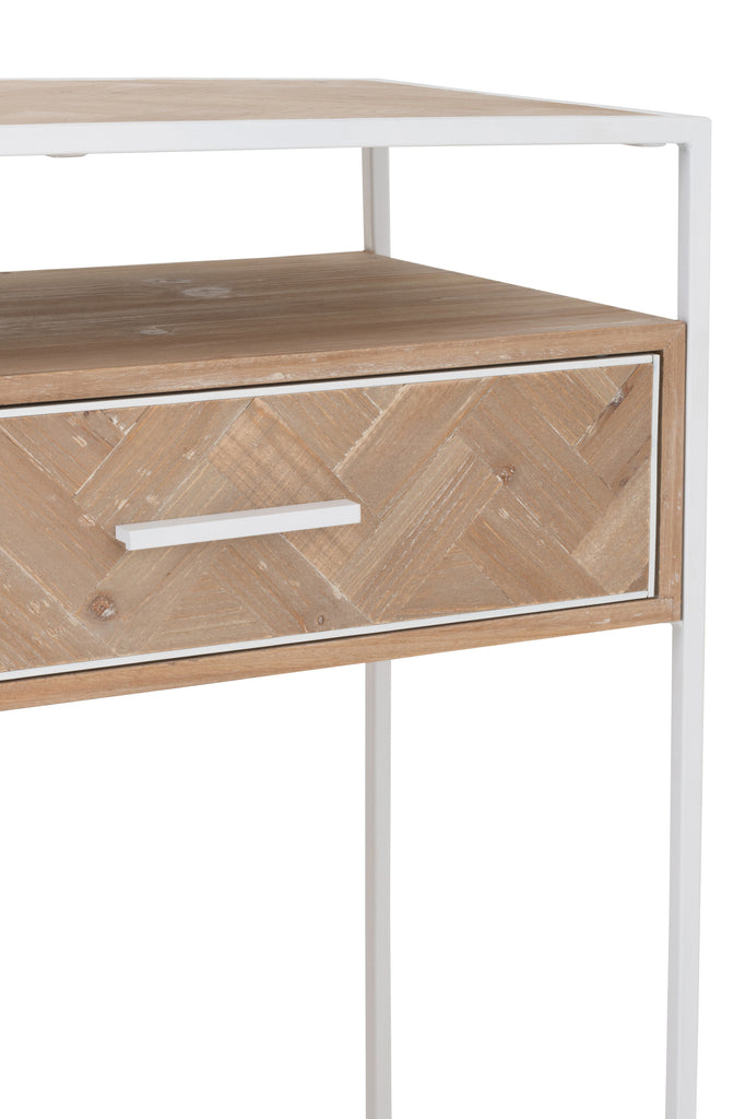 Console Zigzag 2 Drawers Wood/Metal Natural/White - Majorr