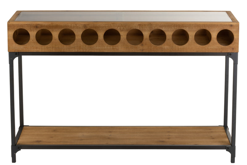 Console For Wine Bottles Wood Natural