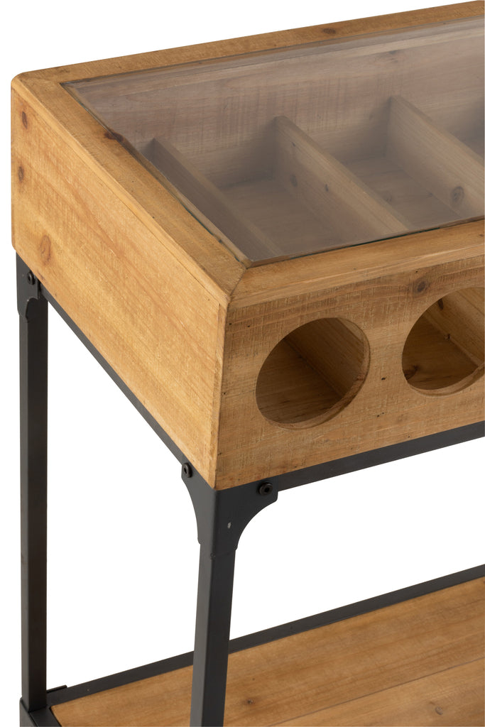 Console For Wine Bottles Wood Natural