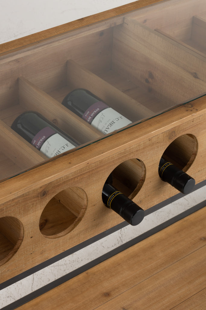 Console For Wine Bottles Wood Natural