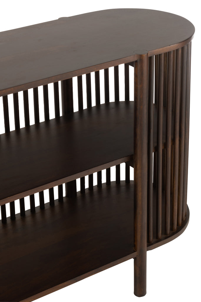 Console 2 Shelves Conie Mango Wood Dark Brown - Majorr