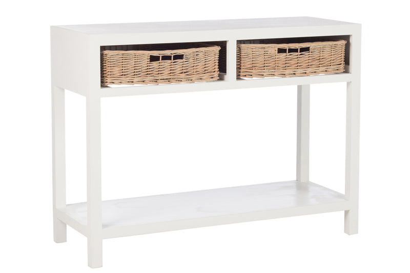 Console + 2 Baskets Wood White - Majorr