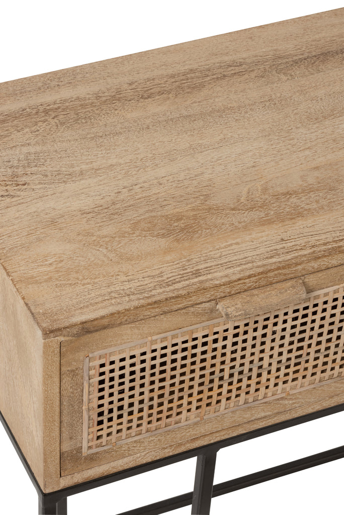 Console 3Drawers Woven Reed Mango Wood Natural - Majorr