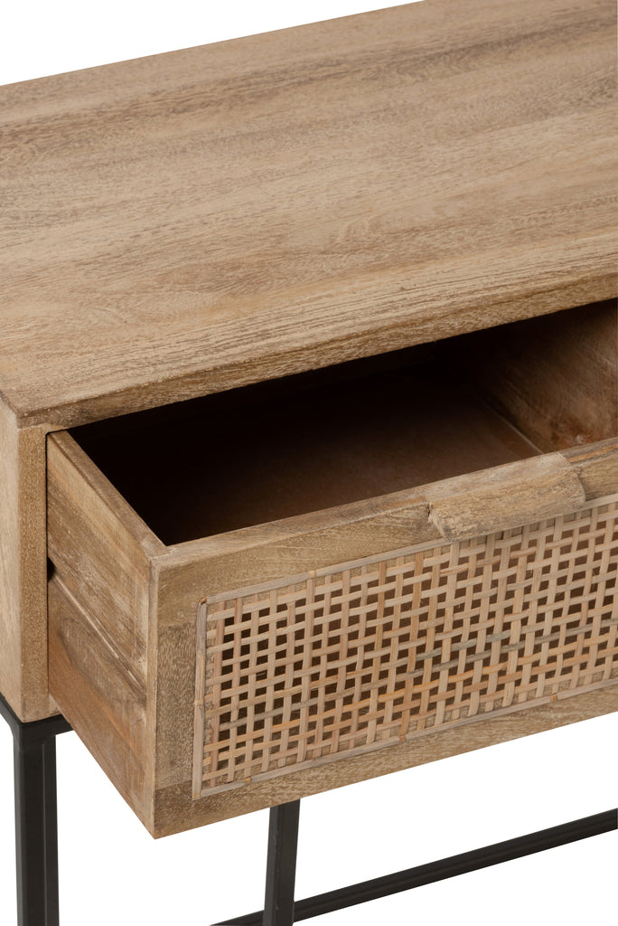 Console 3Drawers Woven Reed Mango Wood Natural - Majorr