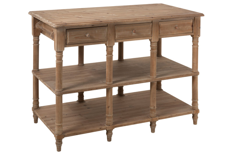 Console 6 Drawers Wood Natural - Majorr