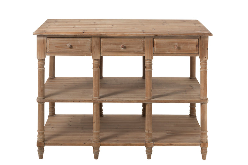 Console 6 Drawers Wood Natural - Majorr