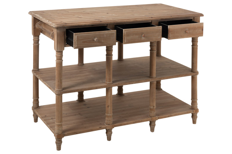 Console 6 Drawers Wood Natural - Majorr