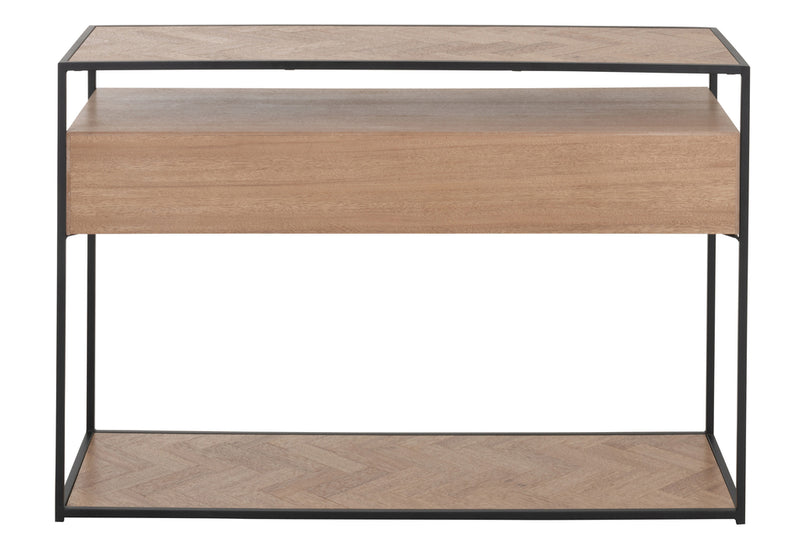 Console Zigzag 2 Drawers Wood/Metal Natural/Black - Majorr