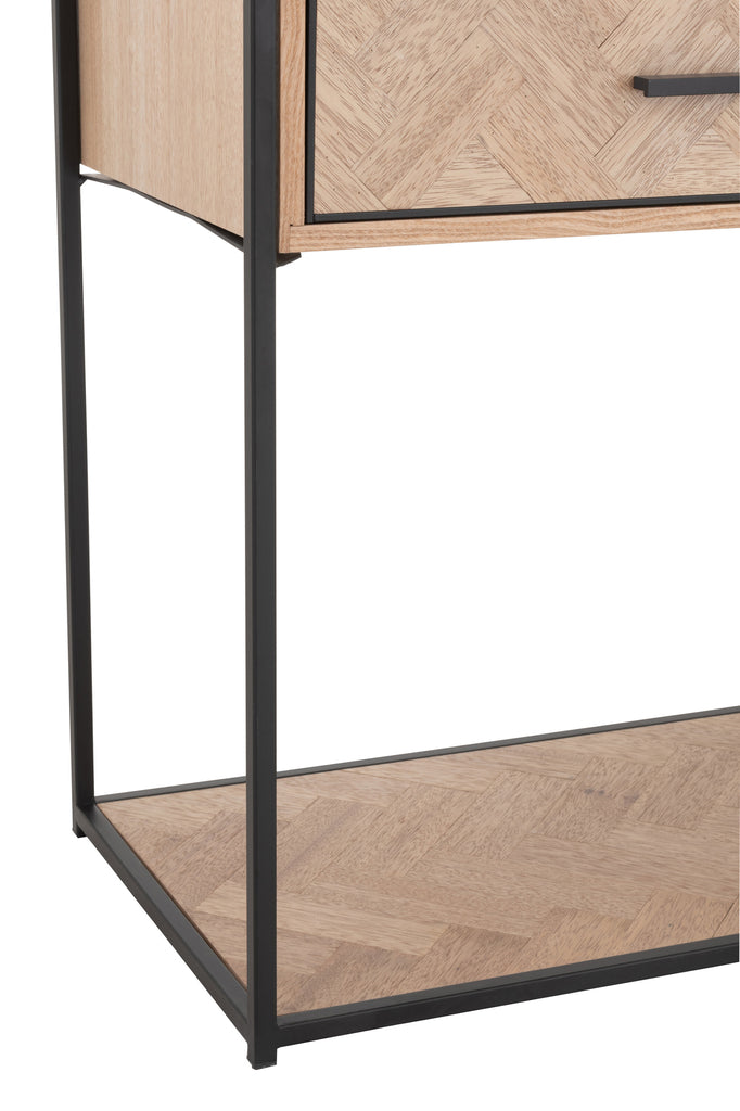 Console Zigzag 2 Drawers Wood/Metal Natural/Black - Majorr