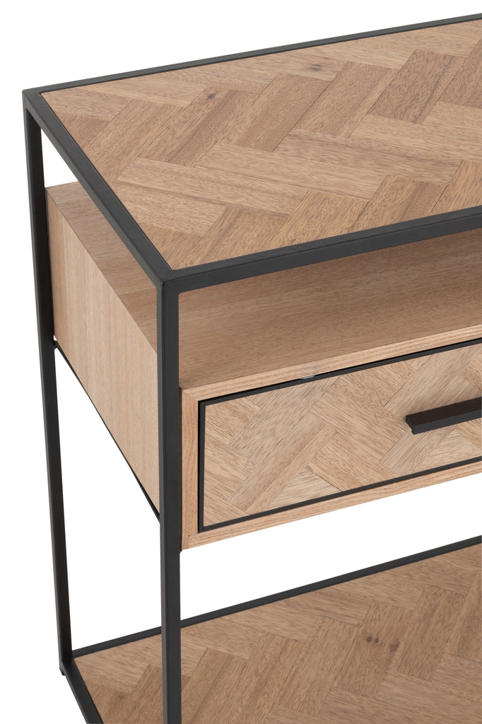 Console Zigzag 2 Drawers Wood/Metal Natural/Black - Majorr