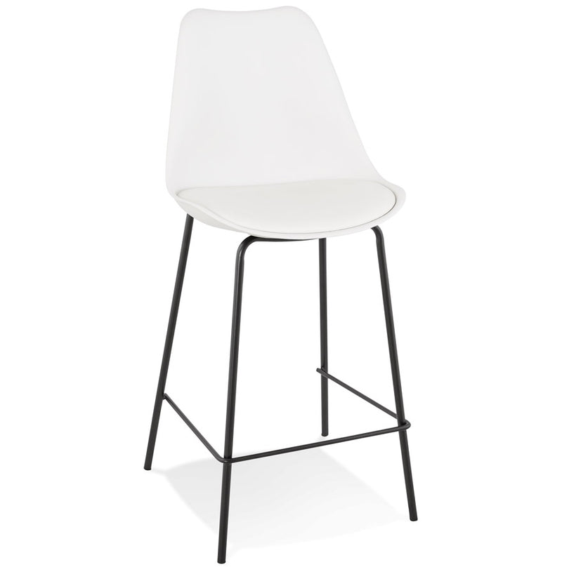 Halfhoge witte barkruk 'LEMON MINI' met zwarte metalen poot - Majorr