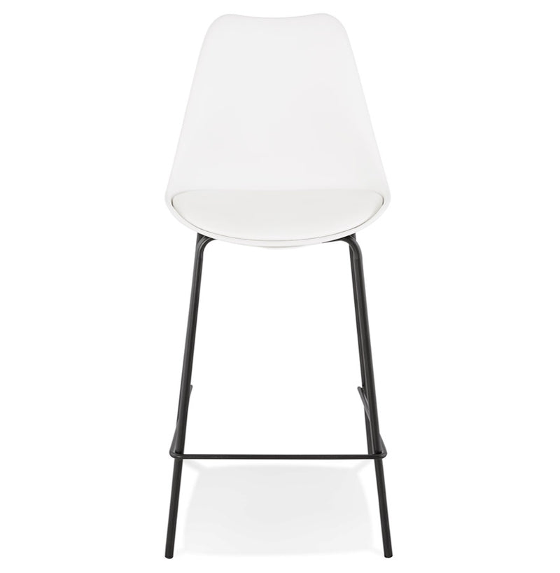 Halfhoge witte barkruk 'LEMON MINI' met zwarte metalen poot - Majorr