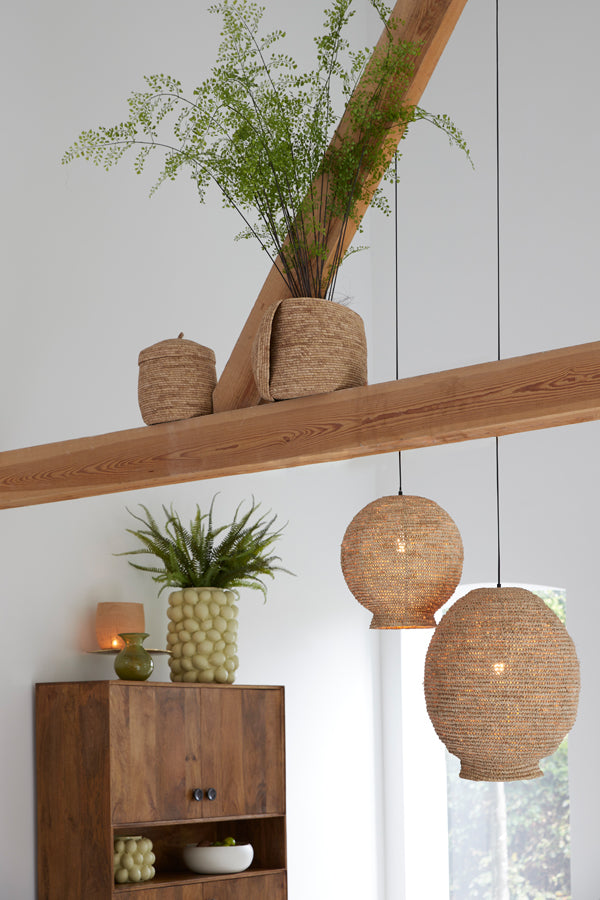 Hanging lamp 45x53 cm CORYP palm leaf natural - Majorr