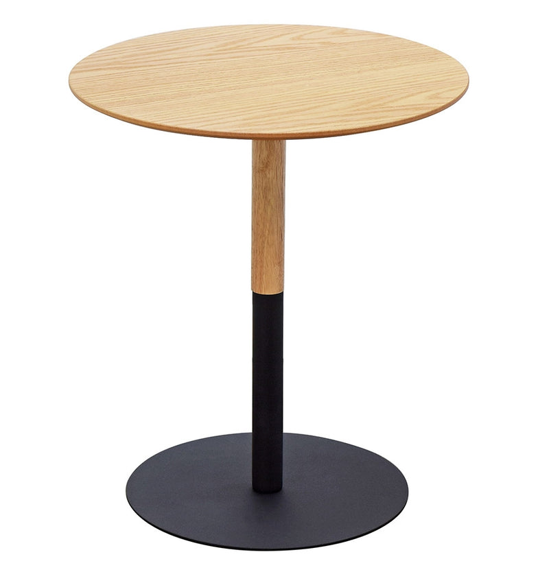 Ronde bijzettafel 'DILA H45' in natuurlijke houtafwerking en zwart metaal - Majorr