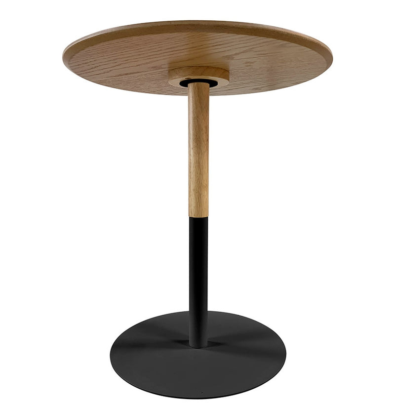 Ronde bijzettafel 'DILA H45' in natuurlijke houtafwerking en zwart metaal - Majorr