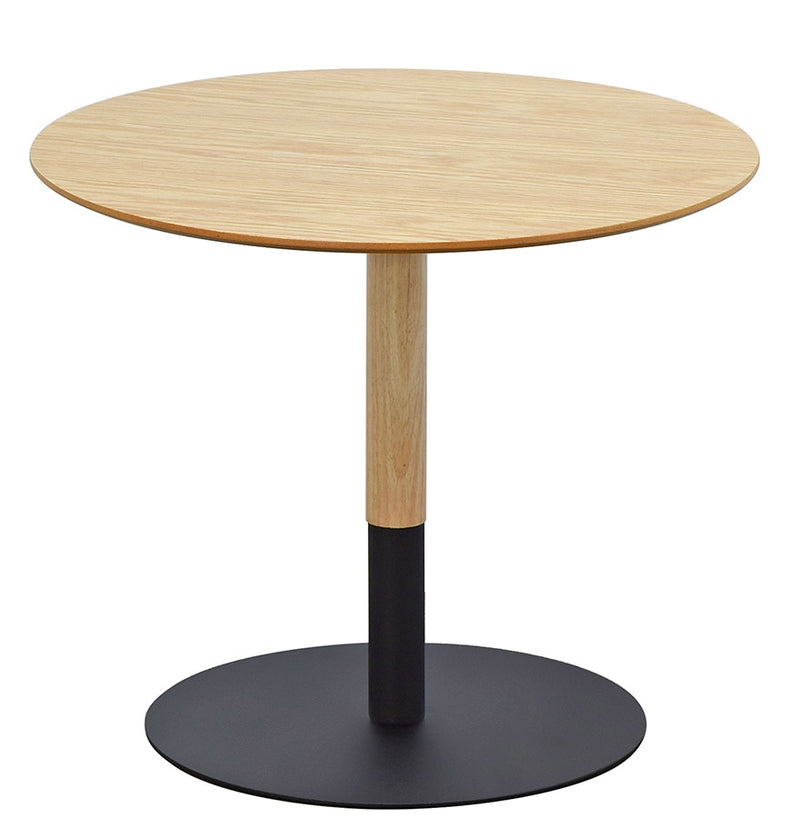 Ronde design salontafel 'DILA H40' in natuurlijke houtafwerking en zwart metaal - Majorr