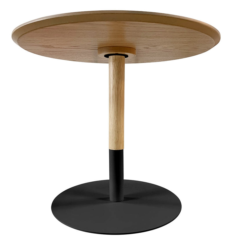 Ronde design salontafel 'DILA H40' in natuurlijke houtafwerking en zwart metaal - Majorr