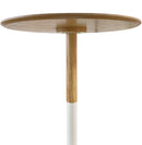 Ronde bijzettafel 'DILA H45' in natuurlijke houtafwerking en wit metaal - Majorr