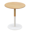 Ronde bijzettafel 'DILA H45' in natuurlijke houtafwerking en wit metaal - Majorr