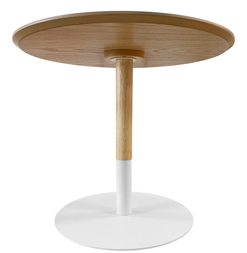Ronde design salontafel 'DILA H40' in natuurlijke houtafwerking en wit metaal - Majorr