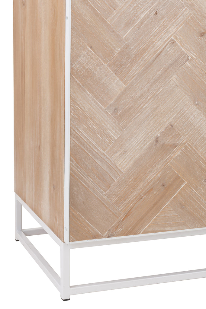 Cupboard High 2 Doors Zigzag Wood/Metal Natural/White - Majorr