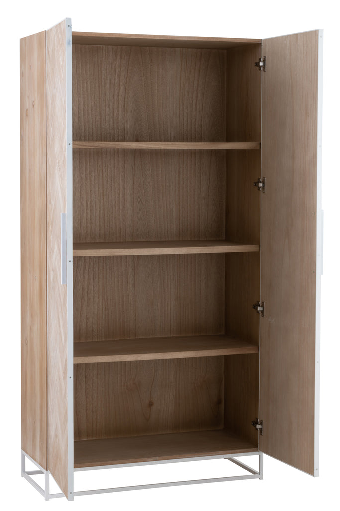 Cupboard High 2 Doors Zigzag Wood/Metal Natural/White - Majorr