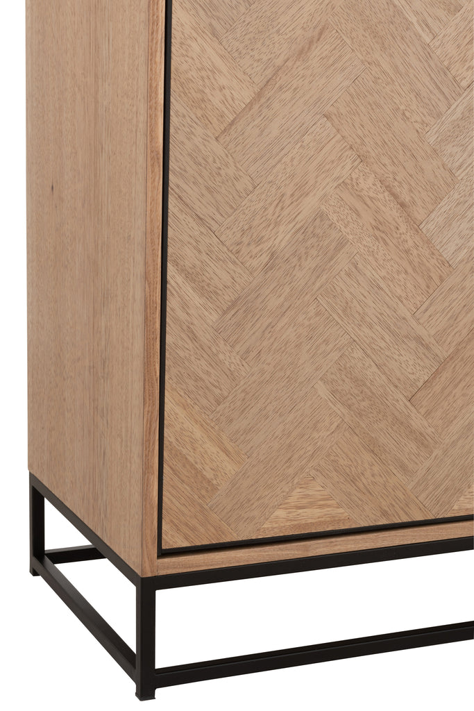 Cupboard High 3 Drawers Zigzag Wood/Metal Natural/Black - Majorr