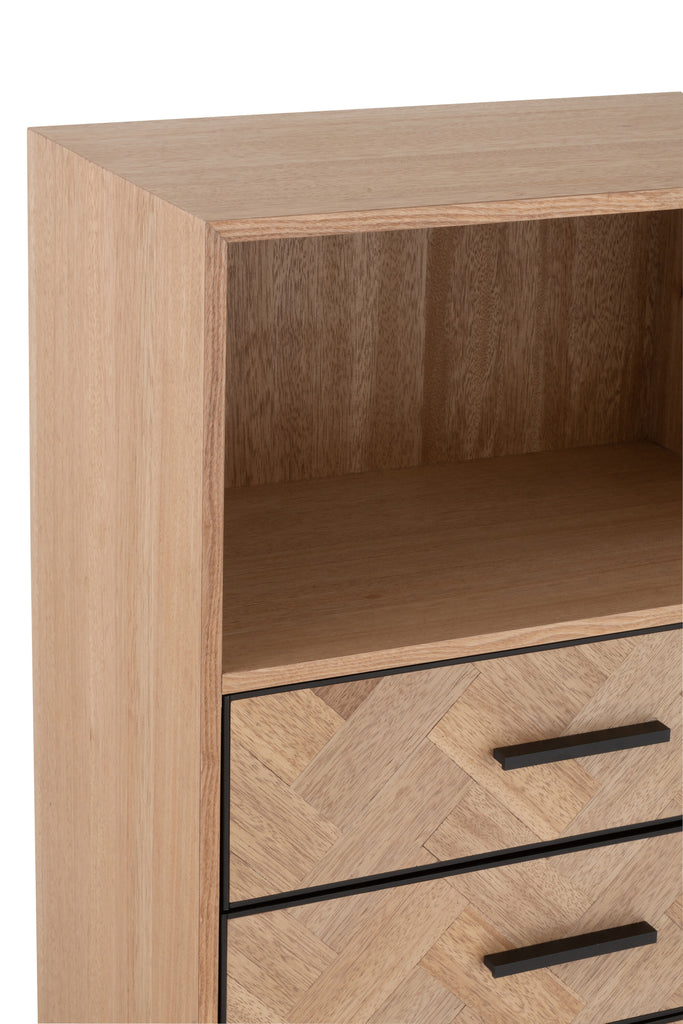 Cupboard High 3 Drawers Zigzag Wood/Metal Natural/Black - Majorr