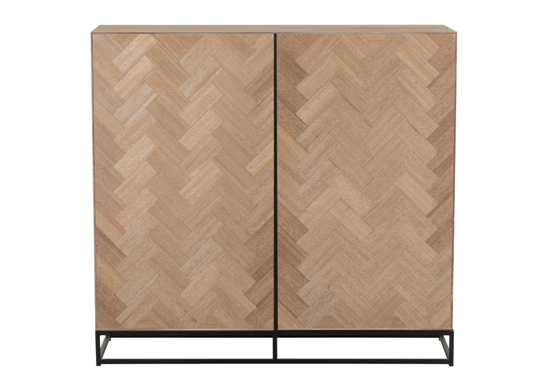 Cupboard Low 2 Doors Zigzag Wood/Metal Natural/Black - Majorr