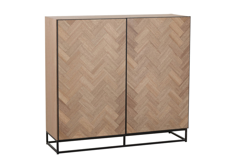 Cupboard Low 2 Doors Zigzag Wood/Metal Natural/Black - Majorr