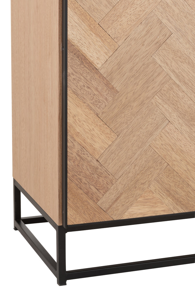 Cupboard Low 2 Doors Zigzag Wood/Metal Natural/Black - Majorr