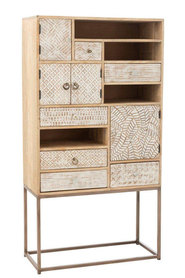 Cupboard 10 Drawers Motives Wood Beige - Majorr