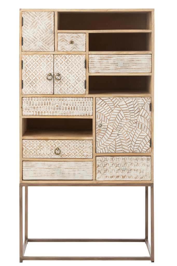 Cupboard 10 Drawers Motives Wood Beige - Majorr