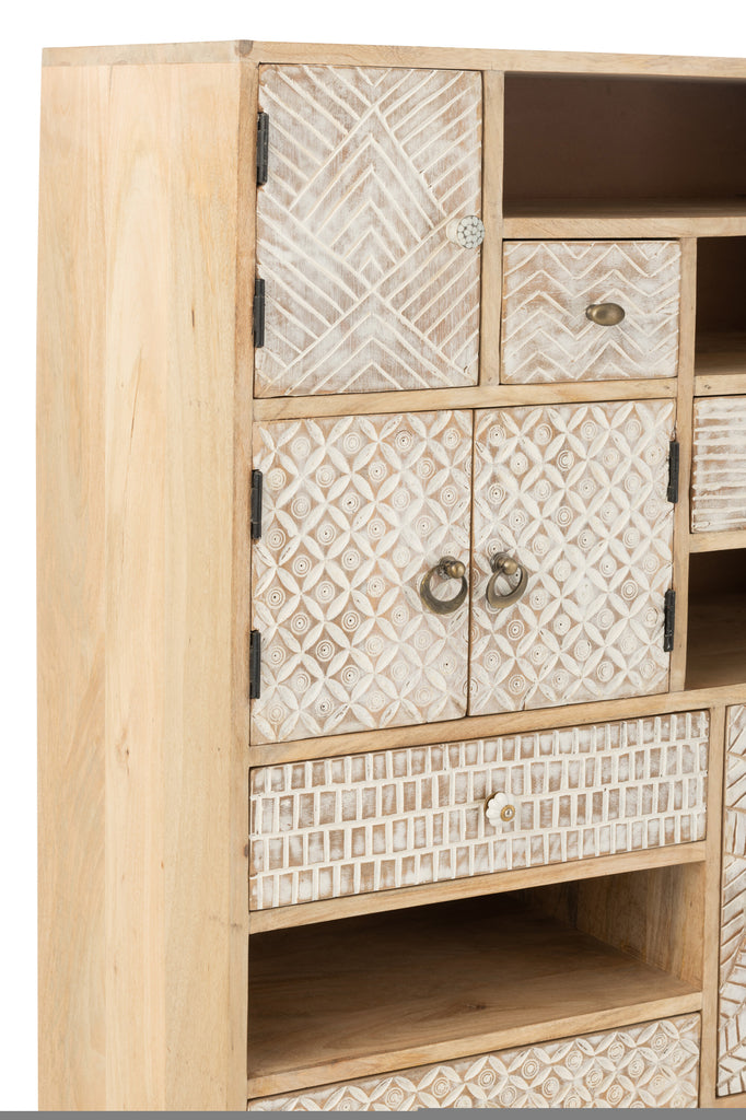 Cupboard 10 Drawers Motives Wood Beige - Majorr