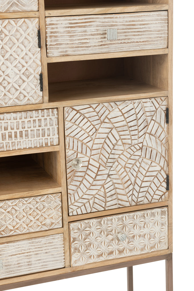 Cupboard 10 Drawers Motives Wood Beige - Majorr