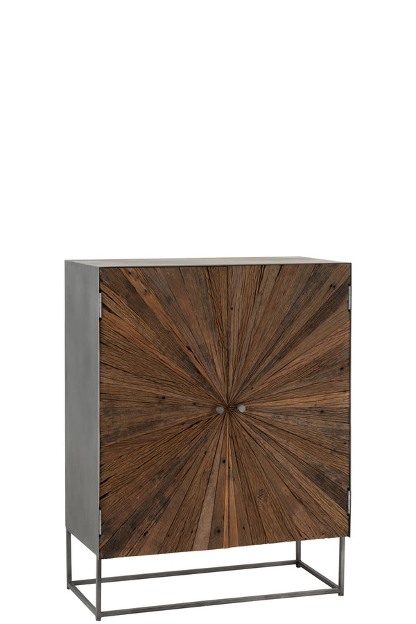 Armoire Shanil 2 portes Bois/Fer Naturel/Gris