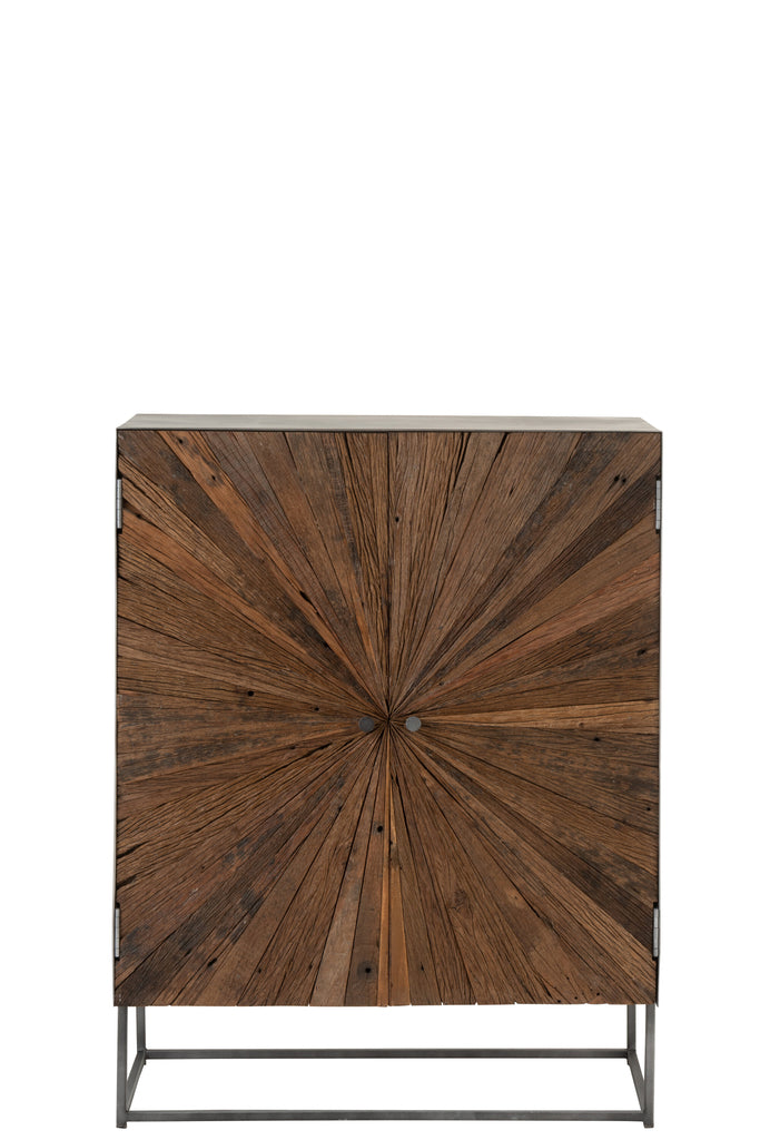 Cupboard Shanil 2 Doors Wood/Iron Natural/Grey - Majorr