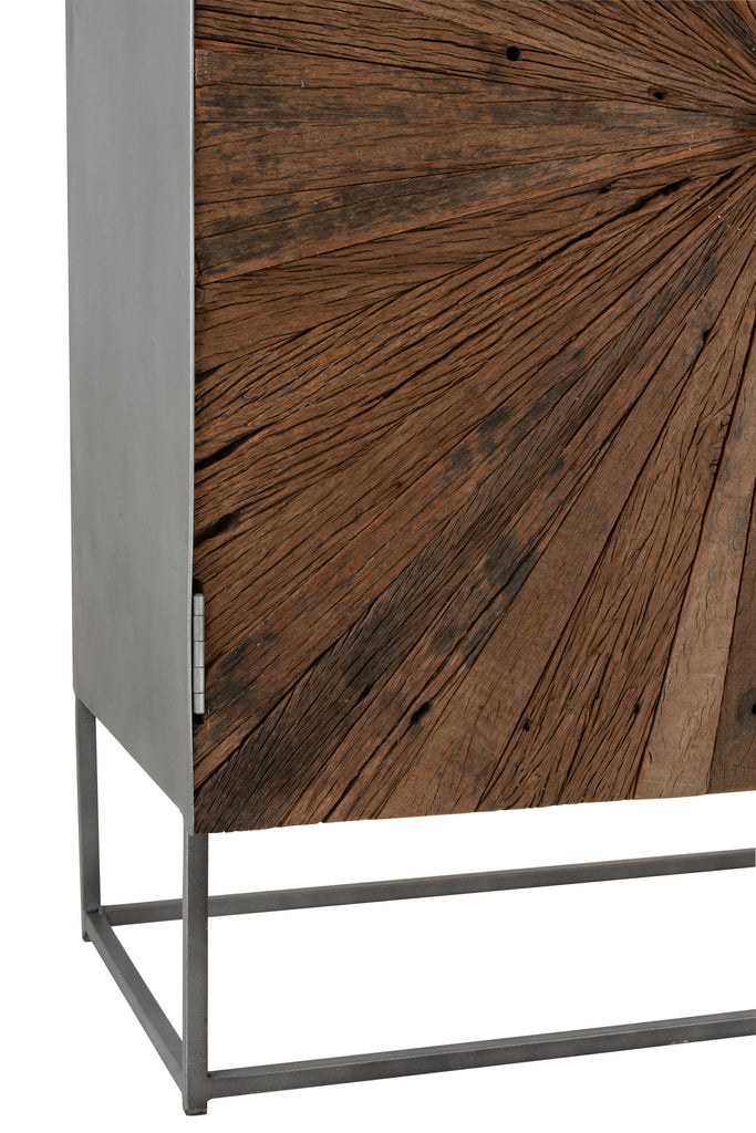Cupboard Shanil 2 Doors Wood/Iron Natural/Grey - Majorr