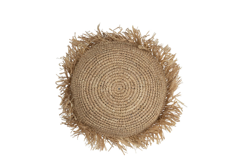 Cushion Jeff Round Raffia Natural Small