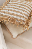Cushion Stripes Fringes Mendong White - Majorr