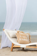 Cushion Stripes Fringes Mendong White - Majorr