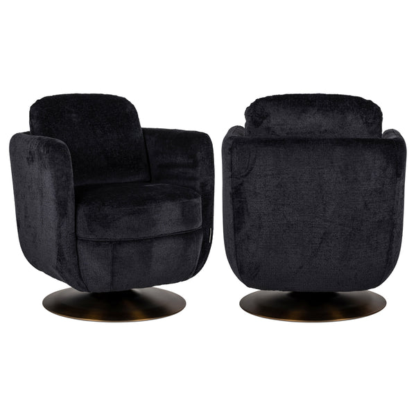 Draaifauteuil Turner black chenille - Majorr