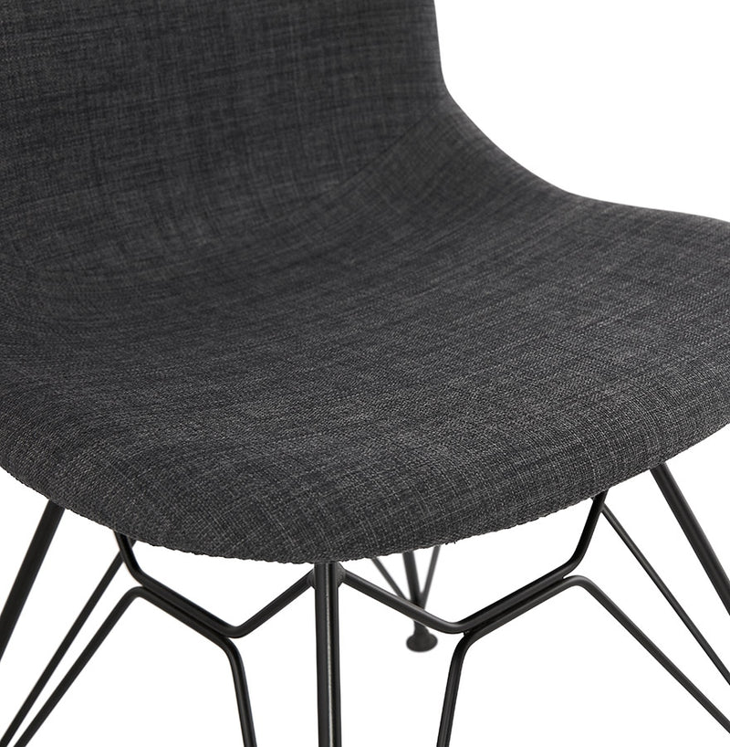 Design stoel 'DECLIK' donkergrijs met zwart metalen poten - Majorr