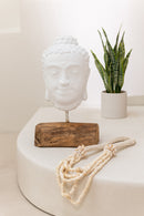 Decoration Head Teak Wood/Cement White/Natural - Majorr