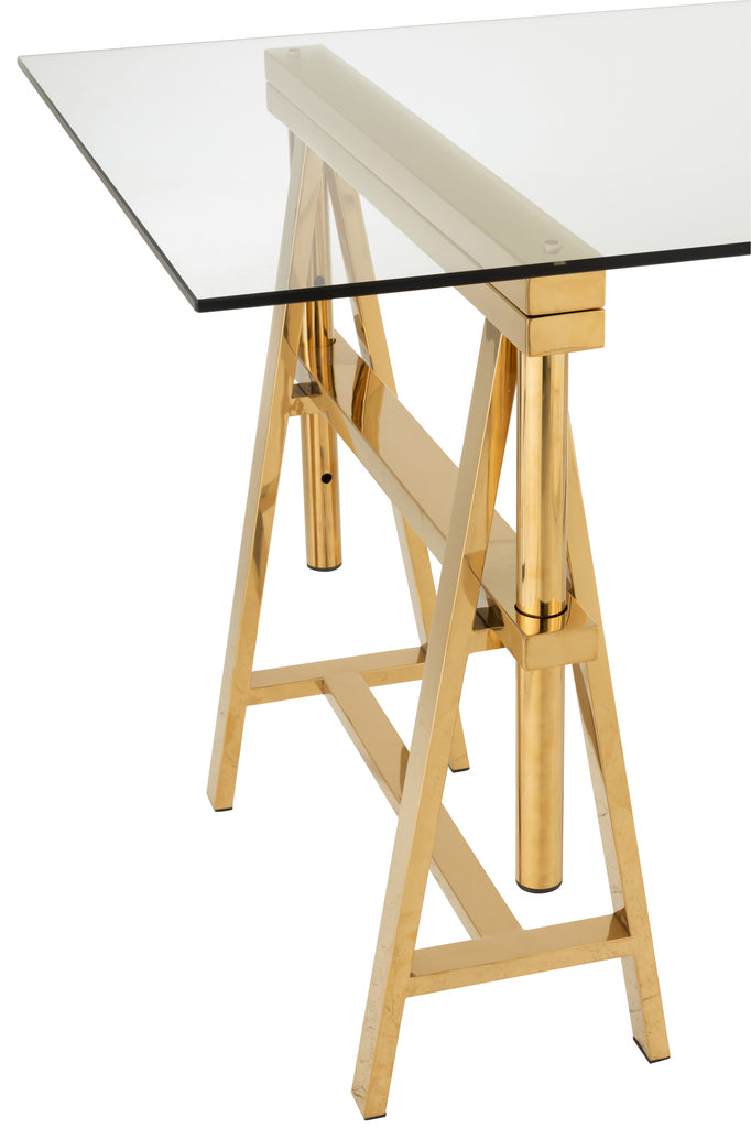 Desk Adjustable Stainless Steel/Glass Gold/Transparent - Majorr