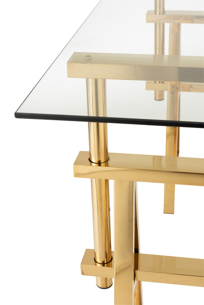 Desk Adjustable Stainless Steel/Glass Gold/Transparent - Majorr