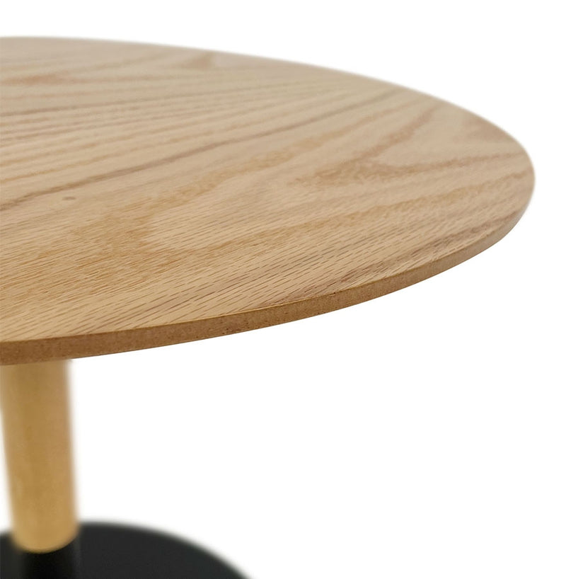 Ronde design salontafel 'DILA H40' in natuurlijke houtafwerking en zwart metaal - Majorr